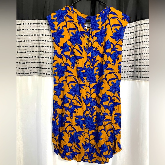 H&M Blue/Gold Floral Print Dress - Picture 1 of 2